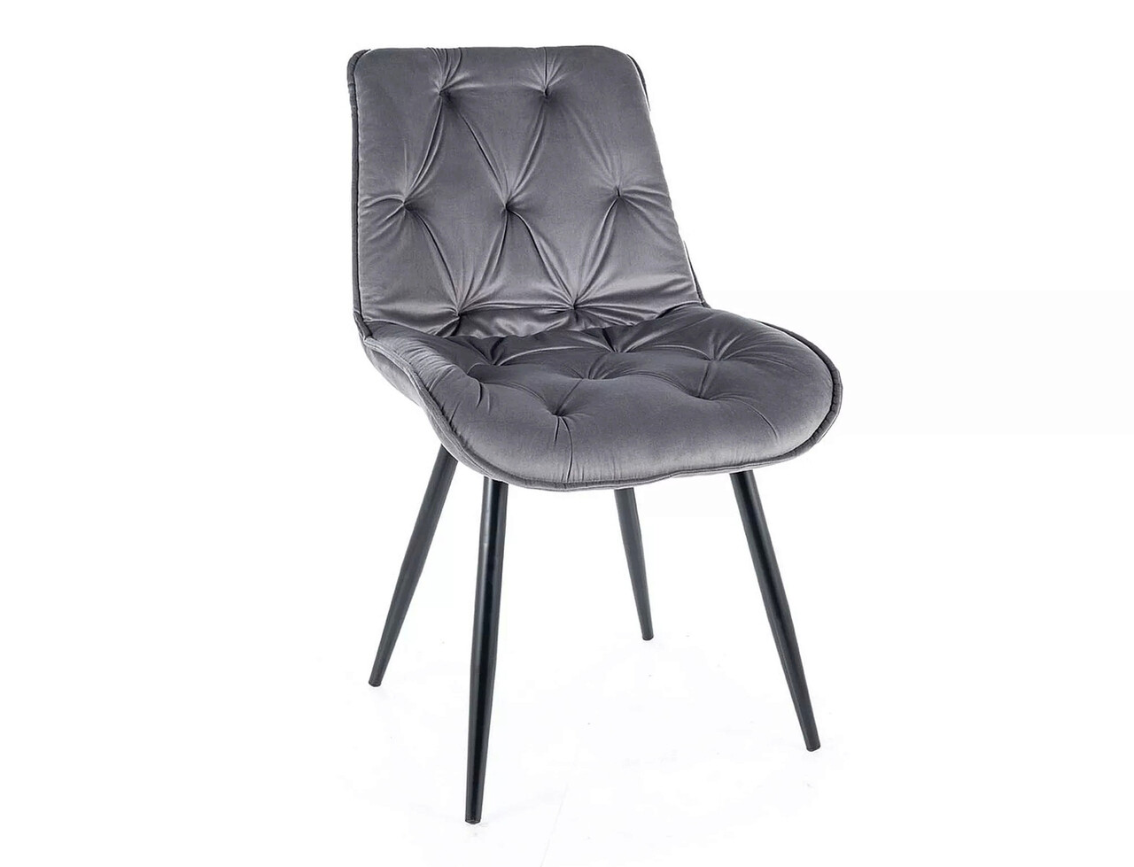 Scaun Cherry II Velvet, Signal, 53x43x88 cm, catifea/otel, gri inchis/negru - imagine 7